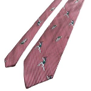 Vintage Polo Ralph Lauren Cricket Players Motif Silk Tie - Red and White Stripes